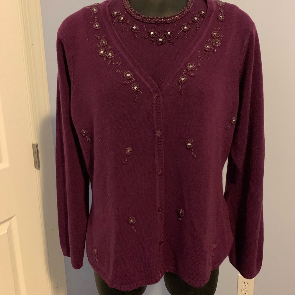 🦄3/$30 Purple beaded top and sweater set